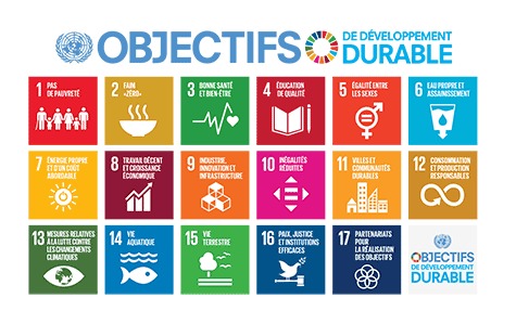 Logo illustrant les 17 Objectifs de Développement Durable (ODD) établis par les Nations Unies