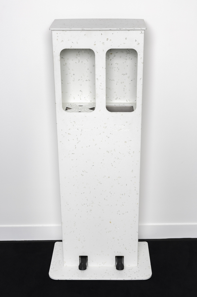 cup cleaner duo - fontaine a eau et station de nettoyage de tasses pour le bureau - face